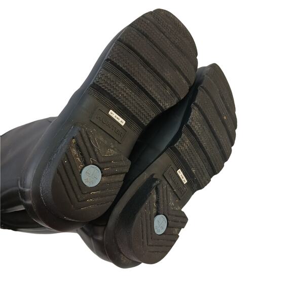 Hunter Women's SZ 9 Tall Rain Boots In Black With Removable Sock Inserts - Picture 9 of 10